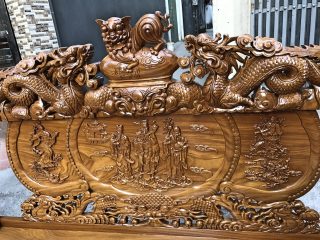 Bộ bàn ghế Minh quốc nghê chầu 10 món gỗ cẩm (Anh Lực, Quảng Ninh)