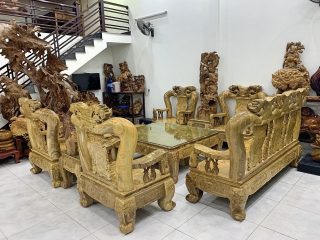 Bộ ghế 10 món mẫu quốc đào nu nghiến hàng siêu khủng (Anh Toản, Hà Nội)