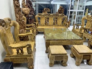 Bộ ghế 10 món mẫu quốc đào nu nghiến hàng siêu khủng (Anh Toản, Hà Nội)