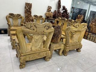 Bộ ghế 10 món mẫu quốc đào nu nghiến hàng siêu khủng (Anh Toản, Hà Nội)