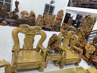 Bộ ghế 10 món mẫu quốc đào nu nghiến hàng siêu khủng (Anh Toản, Hà Nội)