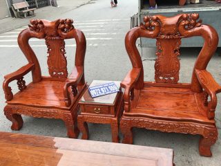 Bộ bàn ghế Minh Quốc đào gỗ hương đá tay 12 vân vip siêu đẹp (Anh Bách, Quảng Ninh)