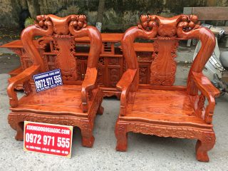 Bộ bàn ghế Minh Quốc đào gỗ hương đá tay 12 vân vip siêu đẹp (Anh Bách, Quảng Ninh)