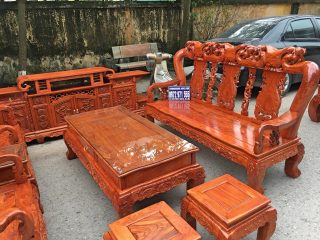 Bộ bàn ghế Minh Quốc đào gỗ hương đá tay 12 vân vip siêu đẹp (Anh Bách, Quảng Ninh)