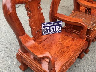 Bộ bàn ghế Minh Quốc đào gỗ hương đá tay 12 vân vip siêu đẹp (Anh Bách, Quảng Ninh)