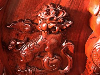 Bộ bàn ghế đỉnh rồng 10 món gỗ hương đỏ chân 12 (Anh Trung, Nam Định)