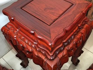 Bộ bàn ghế đỉnh rồng 10 món gỗ hương đỏ chân 12 (Anh Trung, Nam Định)