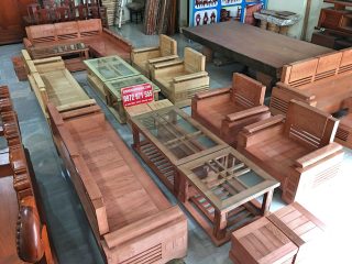 Bộ sofa góc phòng khách gỗ sồi Nga