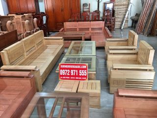 Bộ sofa góc phòng khách gỗ sồi Nga