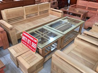 Bộ sofa góc phòng khách gỗ sồi Nga