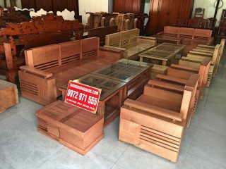 Bộ sofa góc phòng khách gỗ sồi Nga