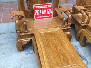 Bộ bàn ghế Tần Thủy Hoàng 6 món gỗ cẩm vàng tay cột 12