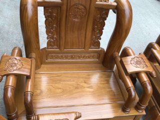 Bộ bàn ghế Tần Thủy Hoàng 6 món gỗ cẩm vàng tay cột 12