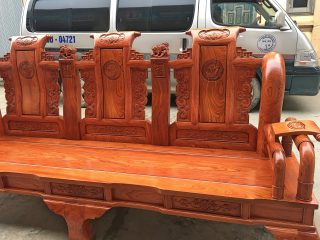 Bộ bàn ghế Tần Thủy Hoàng gỗ hương đá tay 12cm (Bác Tám, Thái Nguyên)