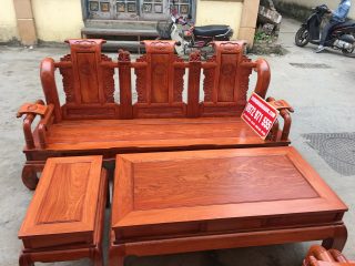 Bộ bàn ghế Tần Thủy Hoàng gỗ hương đá tay 12cm (Bác Tám, Thái Nguyên)