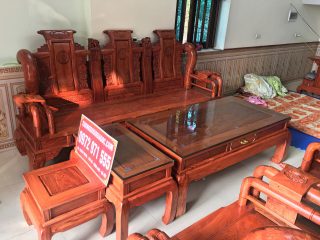 Bộ bàn ghế Tần Thủy Hoàng gỗ hương đá tay 12cm (Bác Tám, Thái Nguyên)