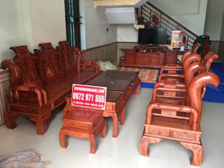 Bộ bàn ghế Tần Thủy Hoàng gỗ hương đá tay 12cm (Bác Tám, Thái Nguyên)