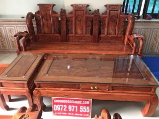 Bộ bàn ghế Tần Thủy Hoàng gỗ hương đá tay 12cm (Bác Tám, Thái Nguyên)