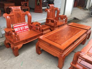 Bộ bàn ghế Tần Thủy Hoàng gỗ hương đá tay 12cm (Bác Tám, Thái Nguyên)