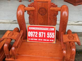 Bộ bàn ghế Tần Thủy Hoàng gỗ hương đá tay 12cm (Bác Tám, Thái Nguyên)