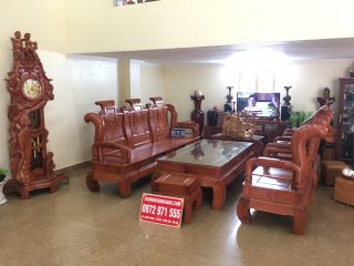 Bộ bàn ghế Tần Thủy Hoàng tay liền 14cm gỗ hương đá (Chú Dũng, Bắc Giang)