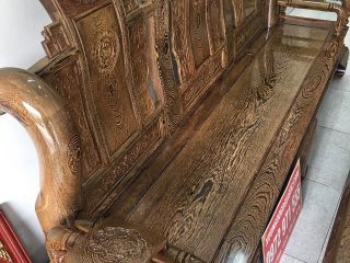 Bộ bàn ghế Tần Thủy Hoàng tay cột 12 gỗ mun đuôi công (Anh Khương, Bắc Giang)