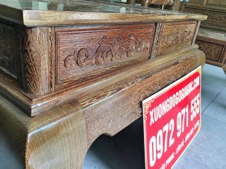 Bộ bàn ghế Tần Thủy Hoàng tay cột 12 gỗ mun đuôi công (Anh Khương, Bắc Giang)