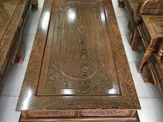 Bộ bàn ghế Tần Thủy Hoàng tay cột 12 gỗ mun đuôi công (Anh Khương, Bắc Giang)