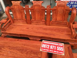 Bộ bàn ghế Tần Thủy Hoàng gỗ hương đá tay 12 cột liền khối (Anh Trinh, Quảng Bình)