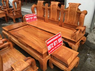 Bộ bàn ghế Tần Thủy Hoàng tay cột 12 gỗ gõ (Anh Tâm, Nam Định)