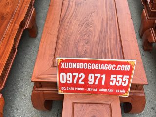 Bộ bàn ghế Tần Thủy Hoàng tay cột 12 gỗ hương đá (Anh Sáng, Phú Yên)