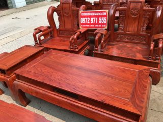 Bộ bàn ghế Tần Thủy Hoàng tay cột 12cm gỗ hương đá (Anh Định, Thái Bình)