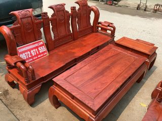 Bộ bàn ghế Tần Thủy Hoàng tay cột 12cm gỗ hương đá (Anh Định, Thái Bình)