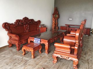 Bộ bàn ghế Hoàng Gia gỗ hương đỏ 6 món chân 14cm (Chị Tuyết, Hải Dương)