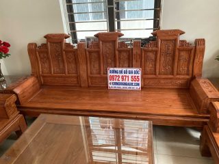 Bộ bàn ghế Âu Á chương cuốn thư 10 món gỗ hương đá (Anh Đức, Quảng Ninh)