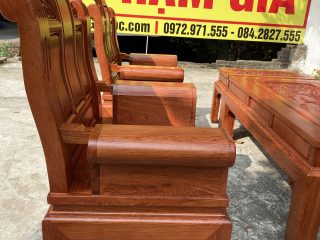 Bộ bàn ghế Âu Á chương cuốn thư 6 món gỗ hương đá (Cô Loan, Hải Dương)