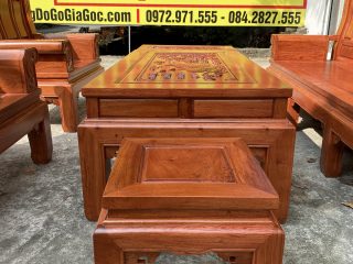 Bộ bàn ghế Âu Á chương cuốn thư 6 món gỗ hương đá (Cô Loan, Hải Dương)