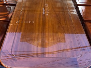 Bộ bàn ăn 8 ghế hoa lá tây bàn chữ nhật bo tròn góc (Anh Quý, Hà Nội)