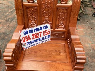 Bộ bàn ghế Âu Á chương voi gỗ hương đá 6 món tay đặc nguyên khối