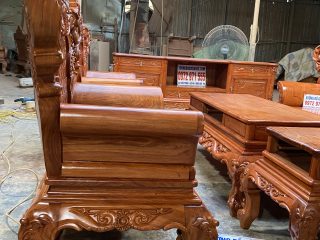 Bộ bàn ghế Hoàng Gia 6 món gỗ hương đá mặt tràn siêu vân (Anh Phương, Thanh Hóa)