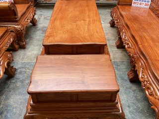 Bộ bàn ghế Hoàng Gia 6 món gỗ hương đá mặt tràn siêu vân (Anh Phương, Thanh Hóa)