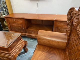 Bộ bàn ghế Hoàng Gia 6 món gỗ hương đá mặt tràn siêu vân (Anh Phương, Thanh Hóa)