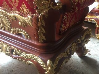 Bàn ghế hoàng gia chân 14 bọc nỉ dát vàng (Anh Vĩnh, Hải Phòng)