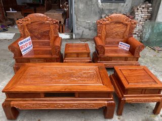 Bộ bàn ghế Khổng Tử gỗ hương đá 6 món (Chú Ninh, Phú Thọ)