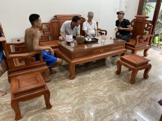 Bộ bàn ghế Sơn Thủy gỗ hương đá 6 món (Anh Quyết, Nghệ An)