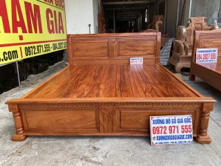 Giường ngủ 1m8x2m gỗ hương đá hàng siêu dày dặn (Bác Lương, Quảng Ninh)