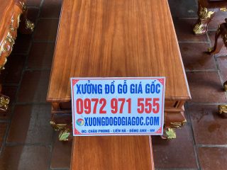 Bộ bàn ghế Hoàng Gia v3 gỗ gõ đỏ 6 món dát vàng (Chú Quyền, Ninh Bình)