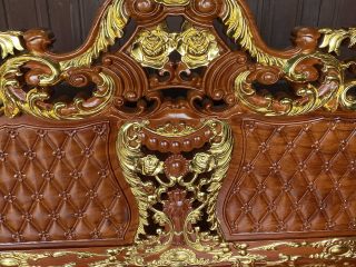 Bộ bàn ghế Hoàng Gia v3 gỗ gõ đỏ 6 món dát vàng (Chú Quyền, Ninh Bình)