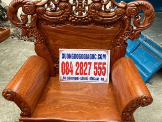 Bộ bàn ghế phòng khách Hoàng Gia v3 vách trơn gỗ hương đá siêu vân