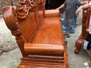 Bộ bàn ghế Hoàng Gia v3 gỗ hương đá vách trơn siêu vân (Anh Giang, Hà Nội)